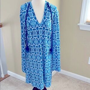Cabana Life Blue Patterned V-Neck Swim Coverup